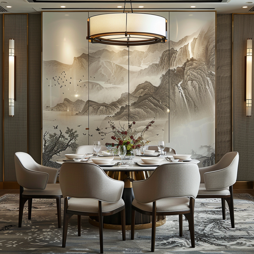 Elegant hotel dining room featuring Changshi chairs