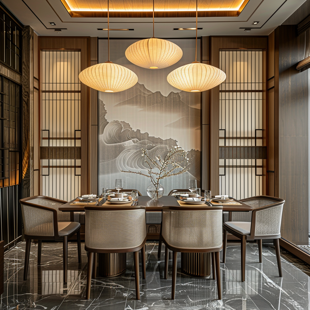 Modern restaurant dining area with Changshi chairs