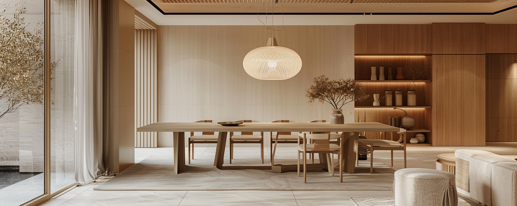 Modern minimalist dining room featuring Changshi dining chairs