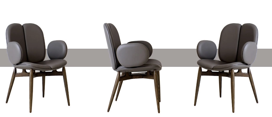 Modern Furniture Living Room Leisure Chair PU Dining Chair Walnut Wood Dining Chair